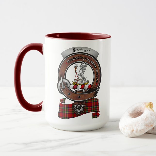 Stewart Clan Badge Combo 15oz Mug (Avec donut)