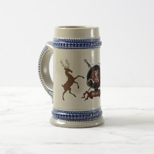 Stewart Clan Badge & Stags Stein