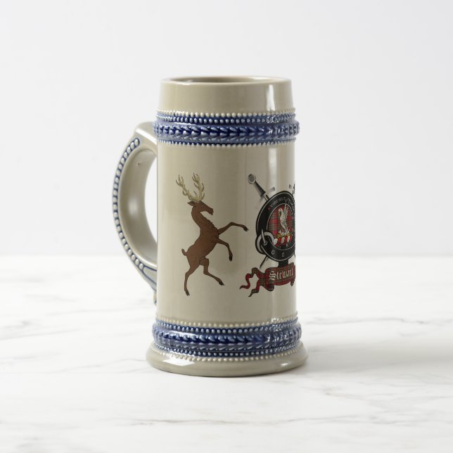 Stewart Clan Badge & Stags Stein (Front Left)
