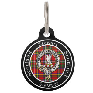 Stewart Clan Badge & Tartan Personalized  Pet Tag