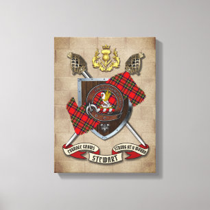 Stewart Clan Badge W/Crossed Swords   Canvas Print