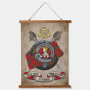 Stewart Clan Badge W/Crossed Swords Personalized Hanging Tapestry