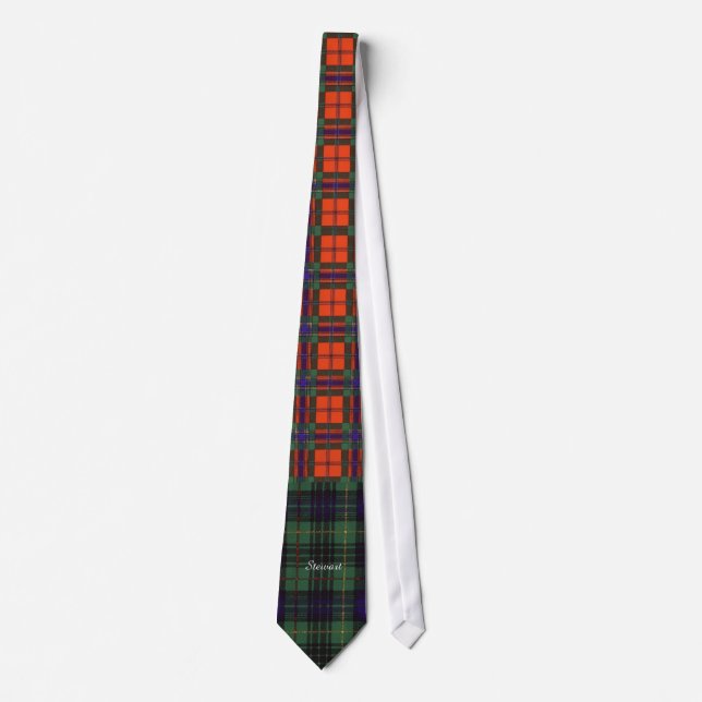 Stewart clan Hunting Plaid Scottish tartan Tie (Front)