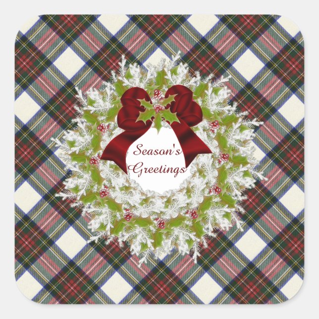 Stewart Dress Modern Original Scottish Tartan Square Sticker (Front)