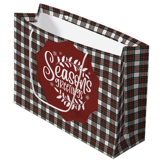 Stewart Dress Modern Scottish Tartan Large Gift  Large Gift Bag (Front Angled)