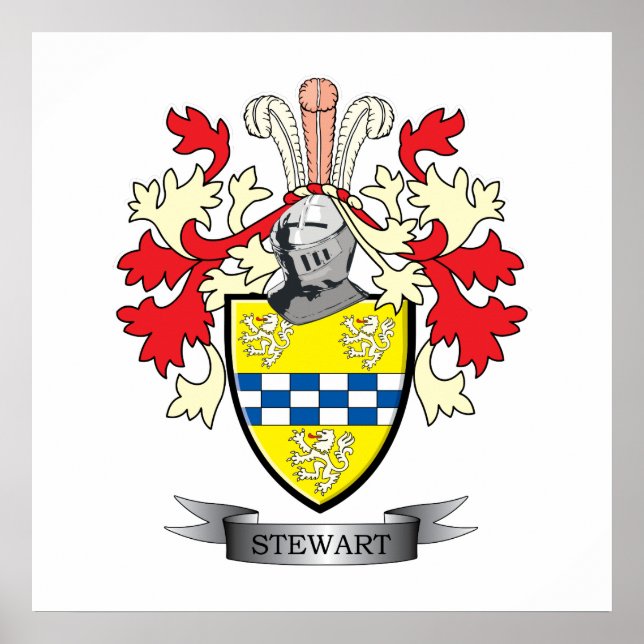 Stewart Family Crest Coat of Arms Poster (Front)