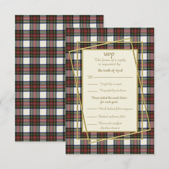 Stewart habille la carte de réponse Tartan moderne (Devant / Derrière)