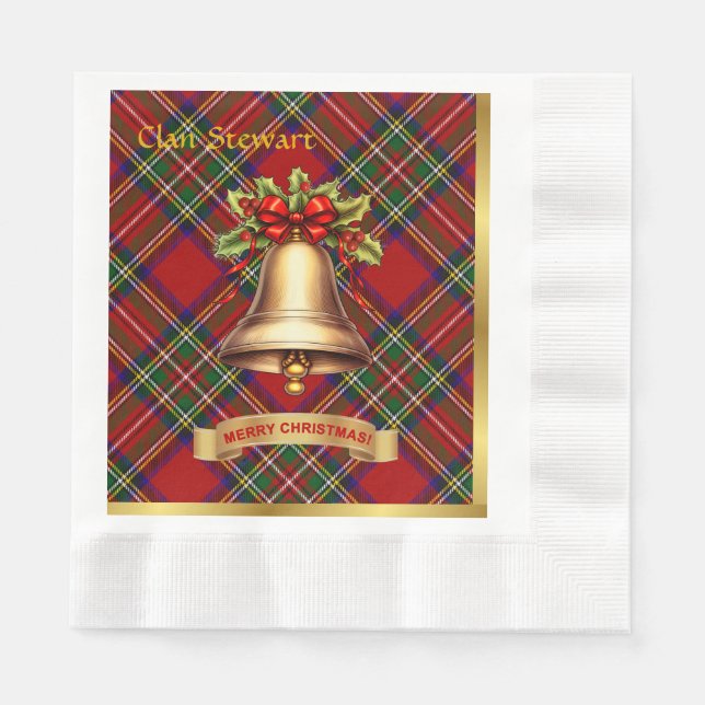 Stewart Personalized Tartan Christmas Napkin (Front)