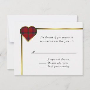 Stewart Plaid Heart Wedding RSVP Card