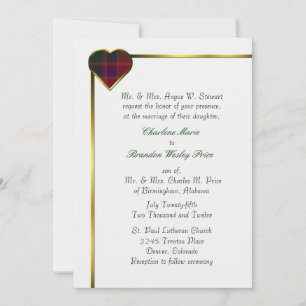 Stewart Red Plaid Heart Wedding Invitation