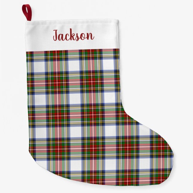Stewart Royal Dress Plaid Scottish Pattern Large Christmas Stocking (Front)