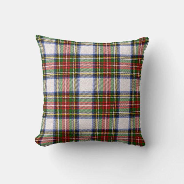 Stewart Royal Dress Plaid Scottish Pattern Throw Pillow (Front)