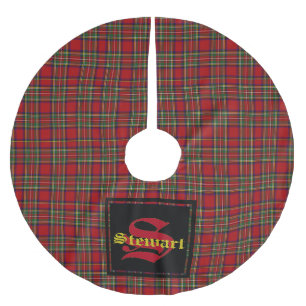 Stewart Royal Tartan Plaid Custom Monogram & Name Brushed Polyester Tree Skirt