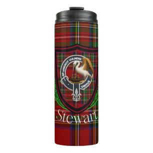 Stewart Scottish Clan Tartan & Crest Thermal Tumbler