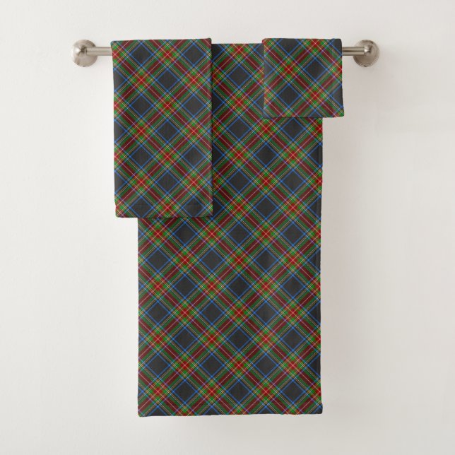 Stewart Stuart Black Clan Tartan Plaid Bath Towel Set (Insitu)