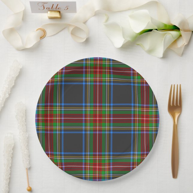 Stewart Stuart Black Clan Tartan Plaid Paper Plate (Wedding)