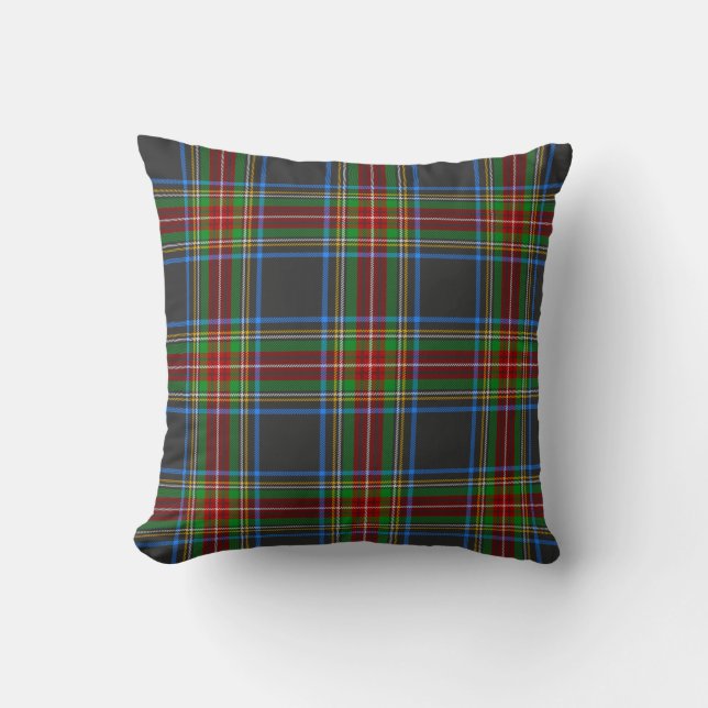Stewart Stuart Black Clan Tartan Plaid Throw Pillow (Front)