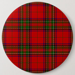 Stewart / Stuart tartan red green plaid 6 Inch Round Button
