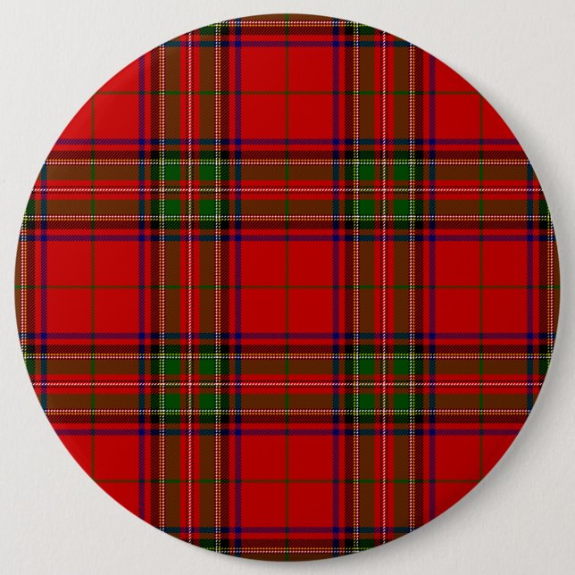 Stewart / Stuart tartan red green plaid 6 Inch Round Button (Front)
