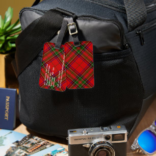 Stewart / Stuart tartan red green plaid Luggage Tag