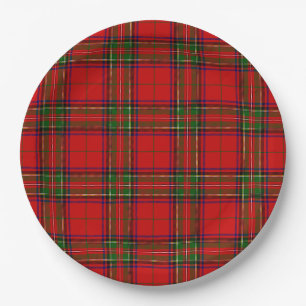 Stewart / Stuart tartan red green plaid Paper Plate