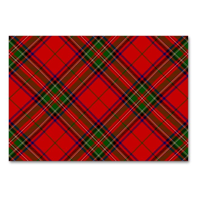 Stewart / Stuart tartan red green plaid Table Number (Front)