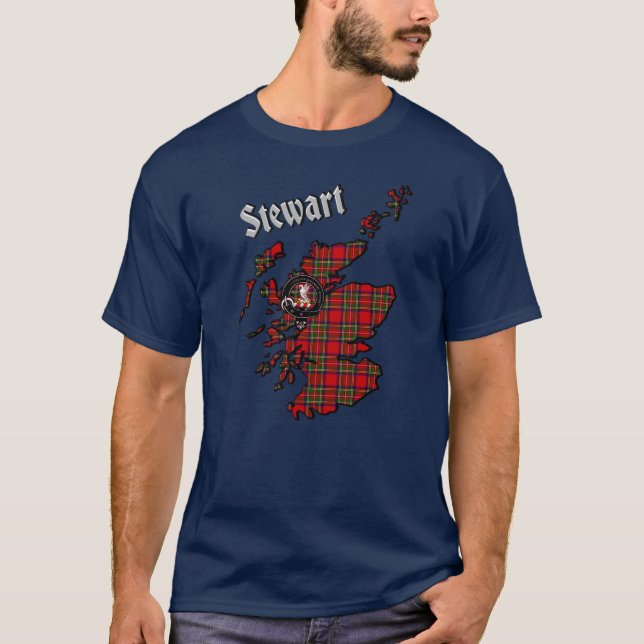 Stewart Tartan Carte et T-shirt insigne (Devant)