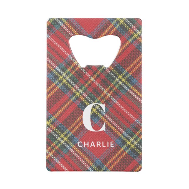 Stewart Tartan Plaid Print Credit Card Bottle Opener (Back)