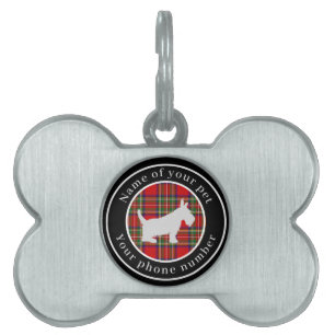 Stewart Tartan Scottie Dog Personalized Pet ID Tag