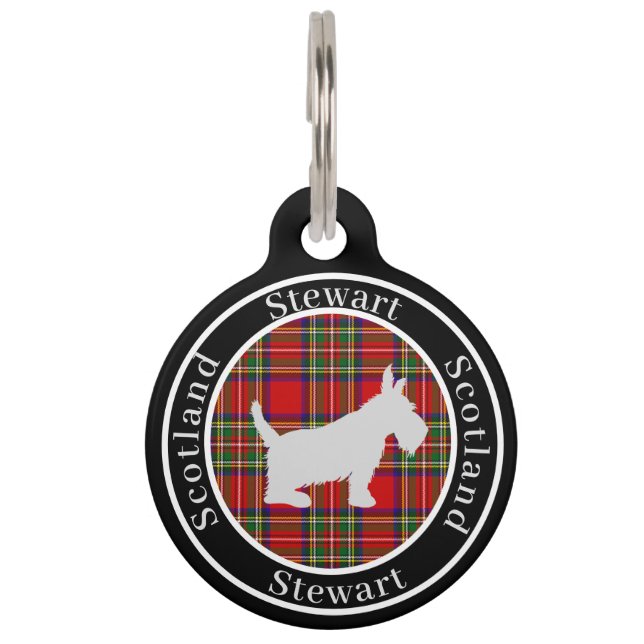 Stewart Tartan & Scottie Dog Personalized  Pet Tag (Front)