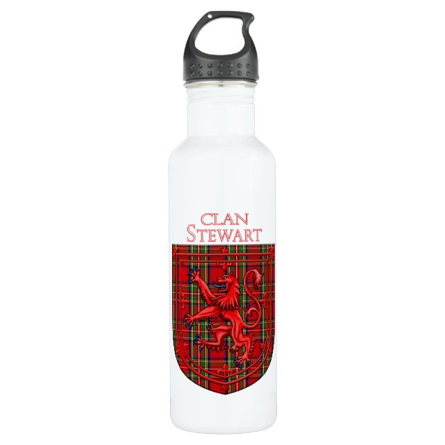 Stewart Tartan Scottish Plaid Lion Rampant 710 Ml Water Bottle (Front)
