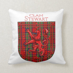 Stewart Tartan Scottish Plaid Lion Rampant Throw Pillow