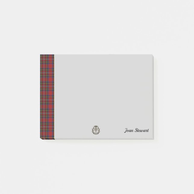 Stewart Tartan & Scottish Thistle Personalized Post-it Notes (Front)