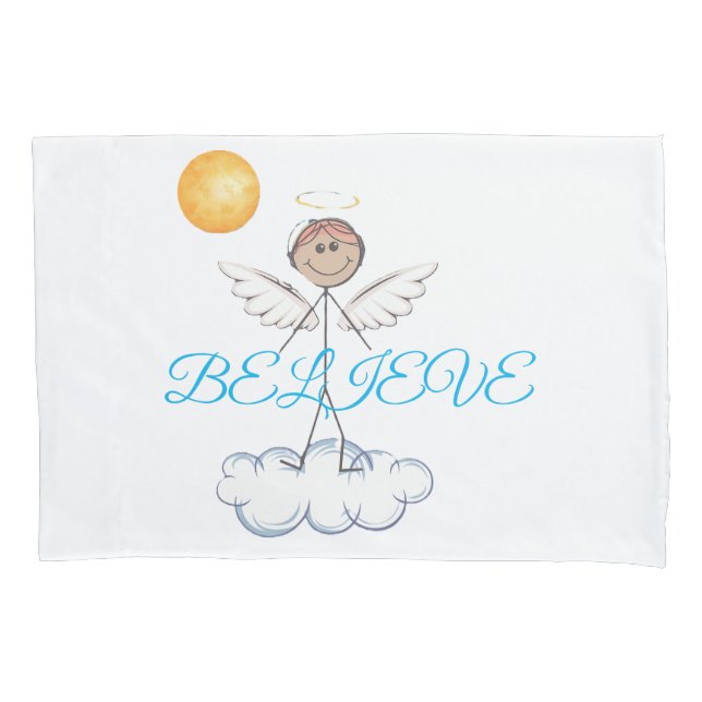 Stick Angel Believe Pillowcase (Front)