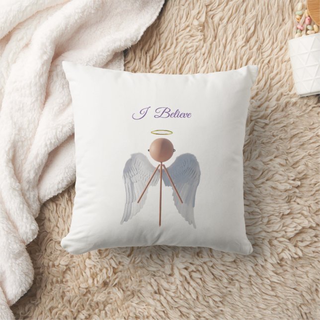 Stick Angel I Believe Throw Pillow (Blanket)