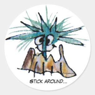 Stick Around Funny Cartoon Barnacle Sticker