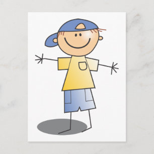 Stick Boy ~ Blue Ball Cap Postcard