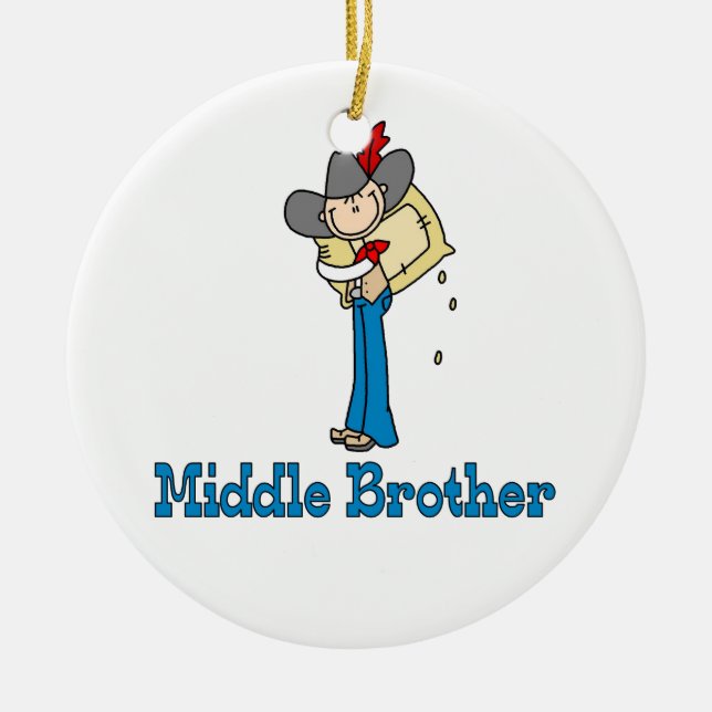 Stick Cowboy Middle Brother Ceramic Ornament (Front)