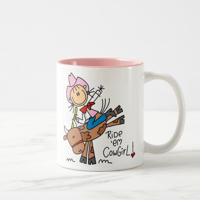 Stick  Cowgirl Riding Bull Mug (Right)