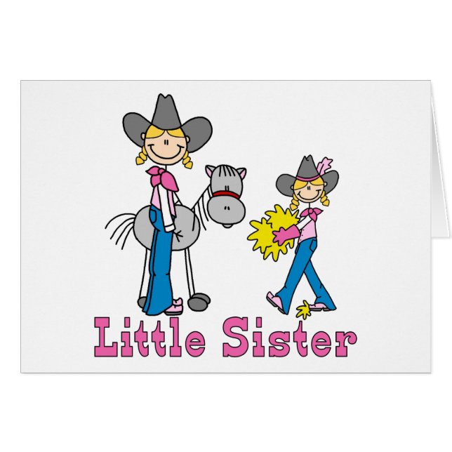 Stick Cowgirls Little Sister Blank Card (Front Horizontal)