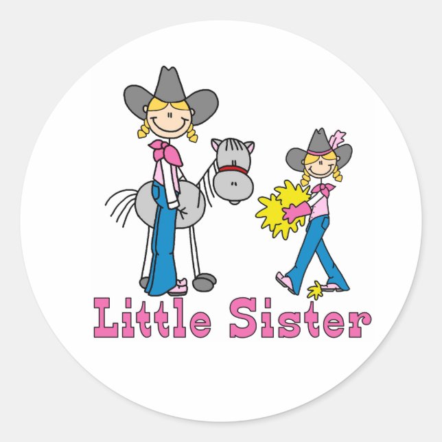 Stick Cowgirls Little Sister Classic Round Sticker (Devant)