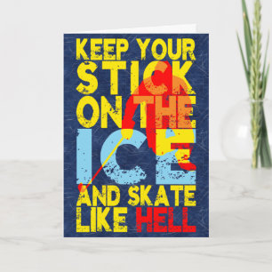 Stick de hockey sur la carte de voeux de glace