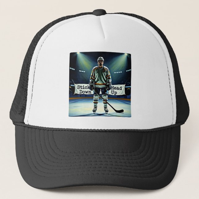 Stick Down Head Up Hockey Hat (Front)