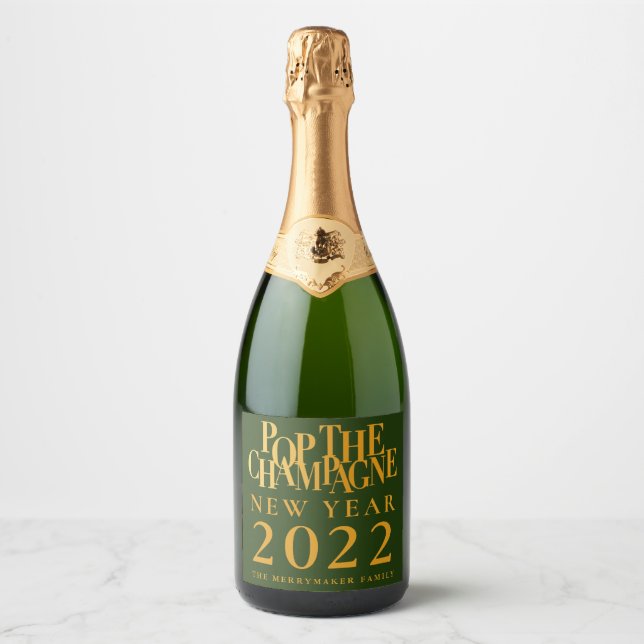 Stick Étiquette Pop Sparkling Vin Nouvel An boutei (Devant)