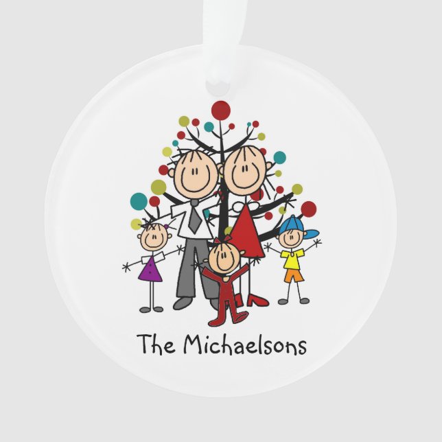 Stick Famille de 5 ornement acrylique (devant)