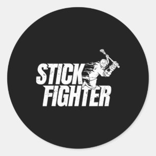 Stick Fighter Mens Lacrosse Shirt For Boys Lacross Classic Round Sticker