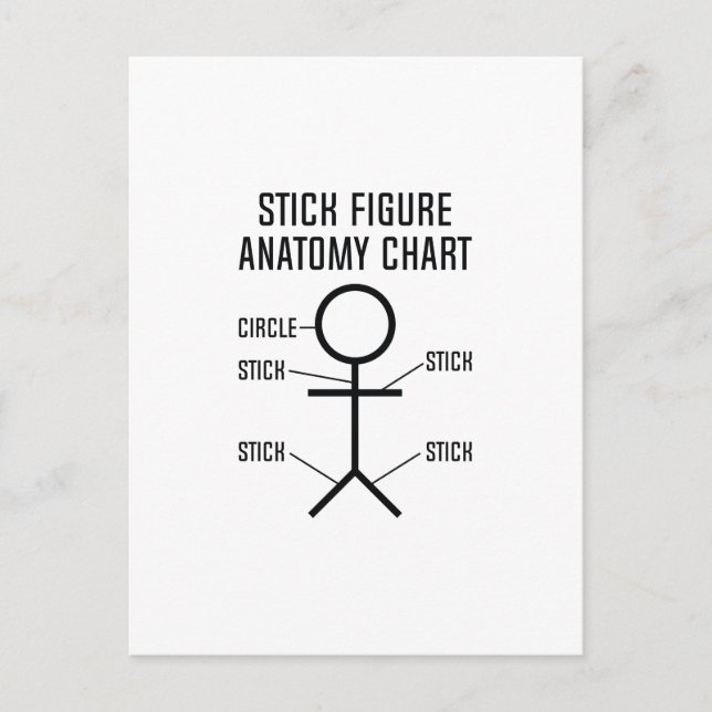 Stick Figure Anatomy Chart Postcard (Front)