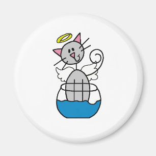 Stick Figure Angel Cat Magnet