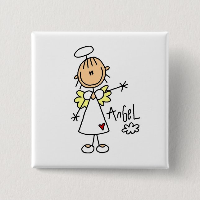 Stick Figure Angel T-shirts and Gifts 2 Inch Square Button (Front)