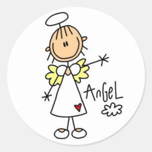 Stick Figure Angel T-shirts and Gifts Classic Round Sticker